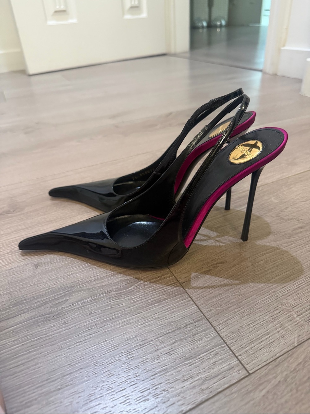 Saint Laurent Amalia Slingback Pumps Black Patent Leather BRAND NEW NEVER WORN - Picture 3 of 5